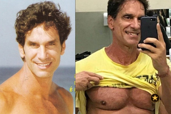 Um plano médio de Victor Fasano hoje, com seus cabelos grisalhos e camisa de linho em tons terrosos, posando em meio a uma vegetação nativa densa.